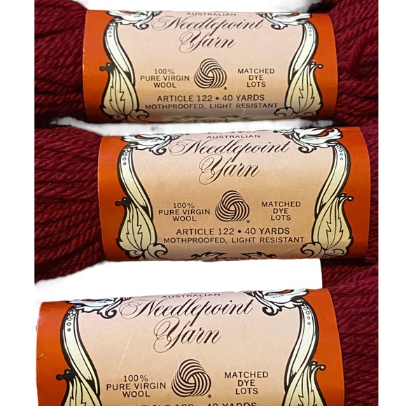 Dubonnet VTG NOS Scovill Dritz Luxury 100% Virgin Wool Needlepoint 40 yds - Picture 4 of 6